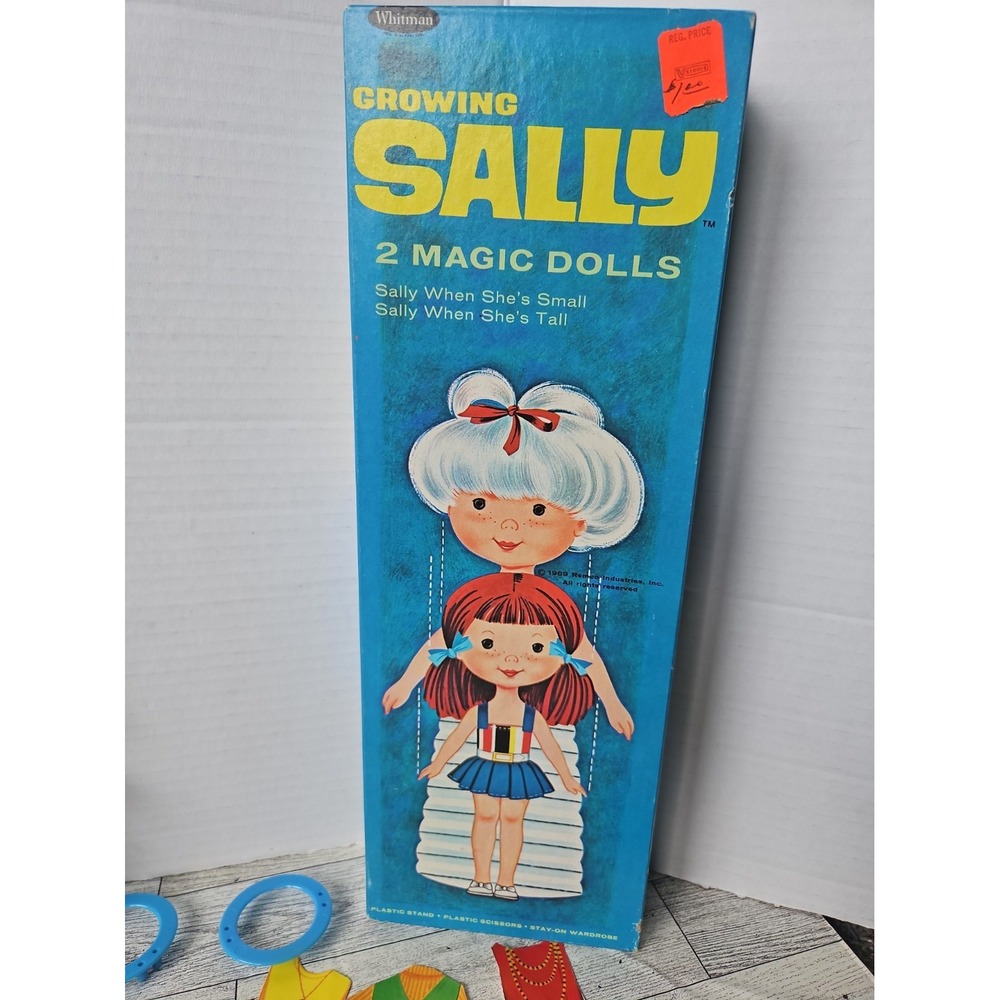 Vintage 1969 Growing Sally 2 Magic Paper Dolls Set with box #4733 Whitman